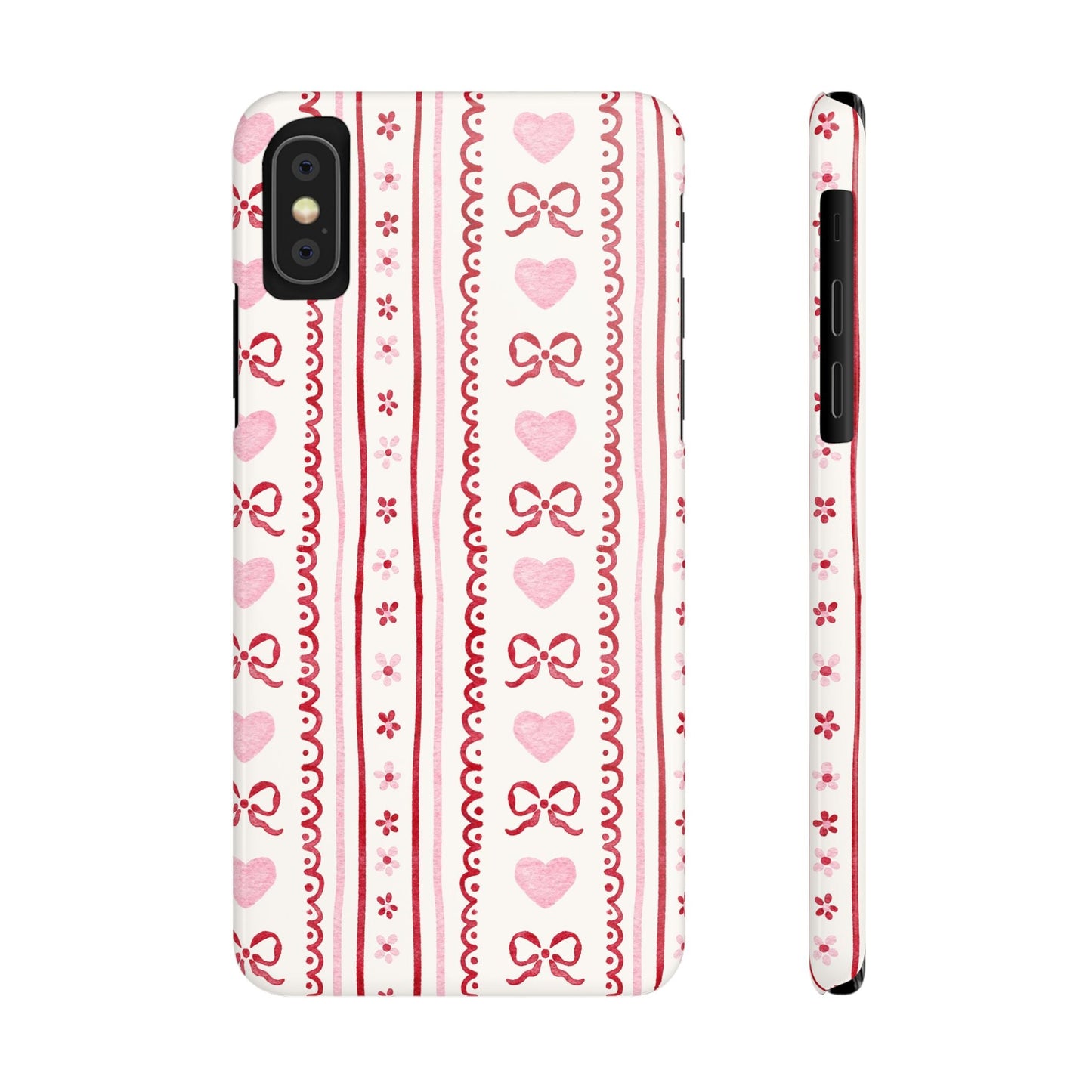 Watercolor Bow Slim Phone Case - Valentine's Day Print