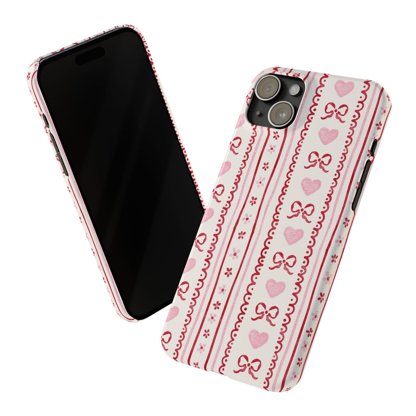 Watercolor Bow Slim Phone Case - Valentine's Day Print