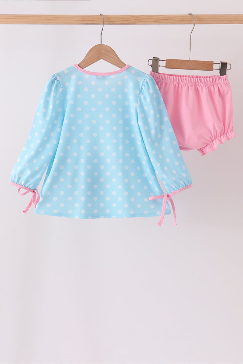 Blue Milk Santa Cookies Ruffle Bloomer Set