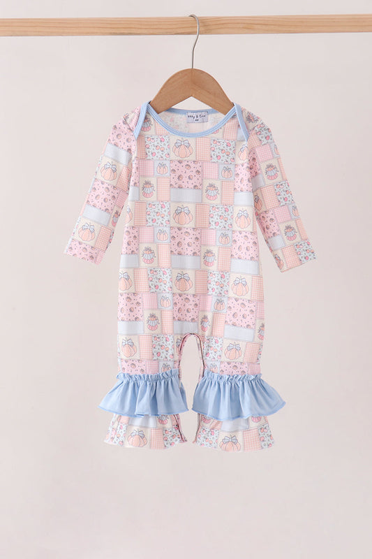 Pink pumpkin ruffle romper