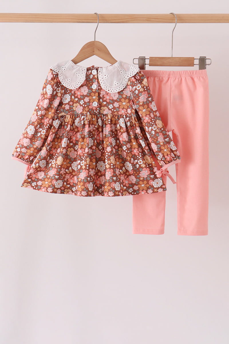 Floral Smocked Lace Pants Set