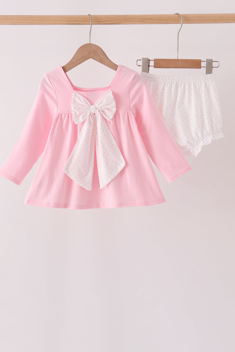 Pink nutcracker embroidery ruffle bloomer set