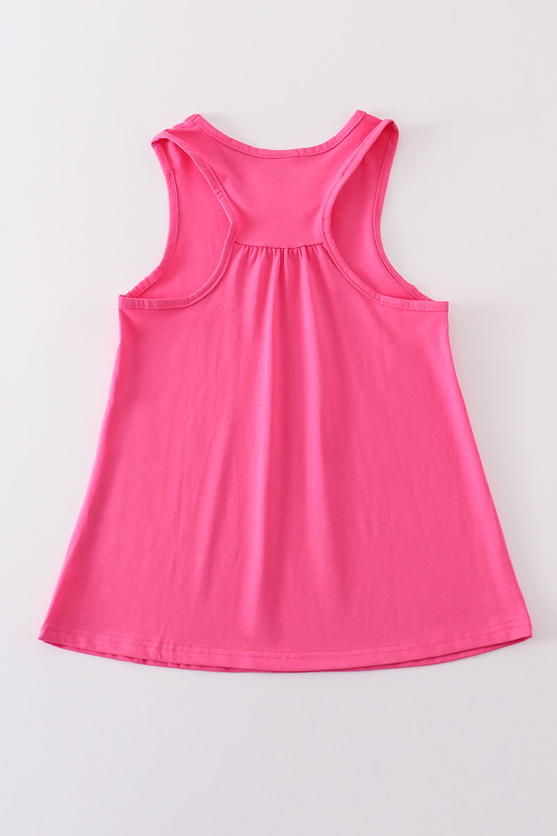 Hot pink blank basic kids teens adult tank top