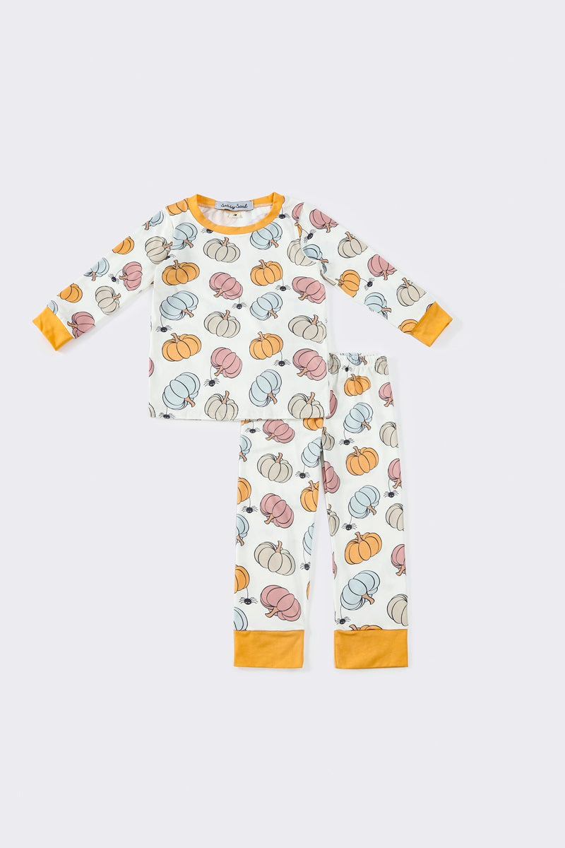 Mustard pumpkin boy pajamas set