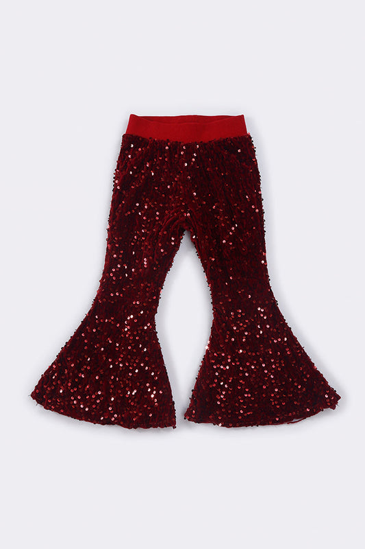 Burgundy sequin bell pants