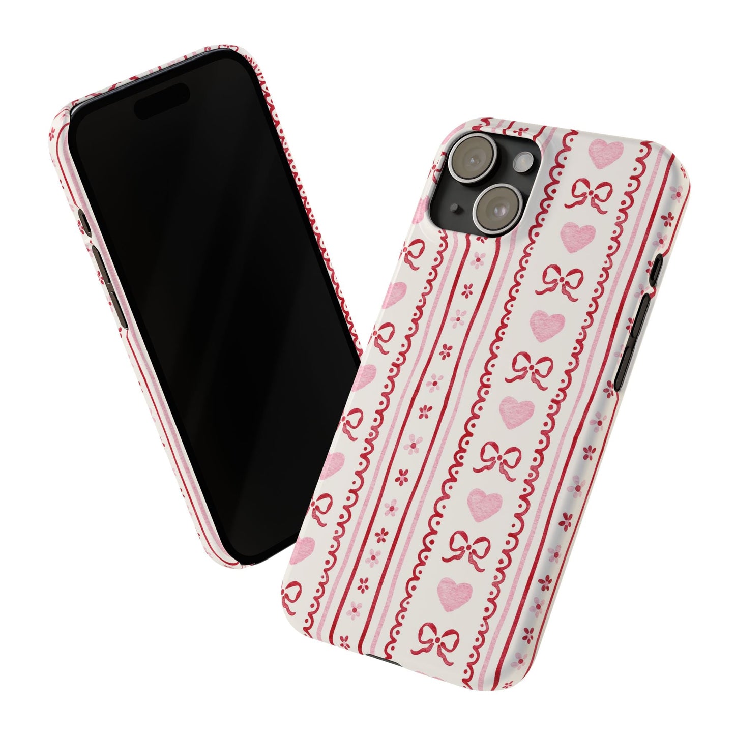 Watercolor Bow Slim Phone Case - Valentine's Day Print