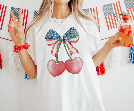 Cherry Heart USA Coquette Bow Tee