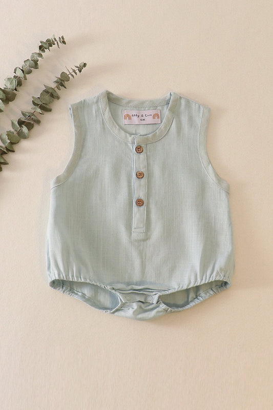 Mint button down baby bubble