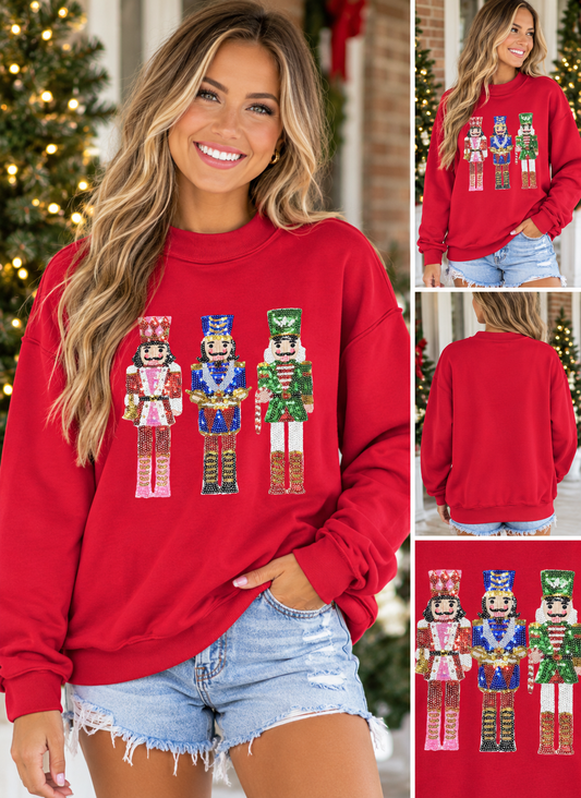 Nutcracker Sequin Mock Neck Sweatshirt