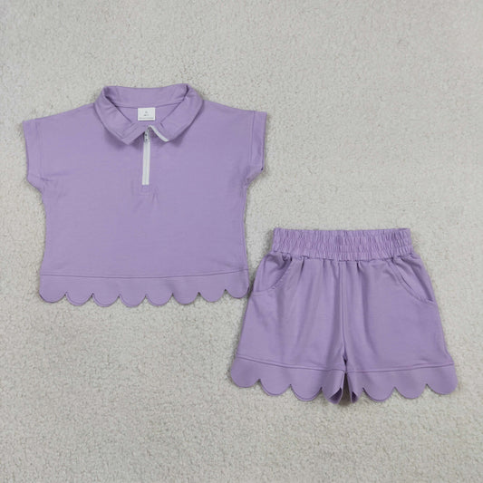 Lavender Scalloped Polo Set