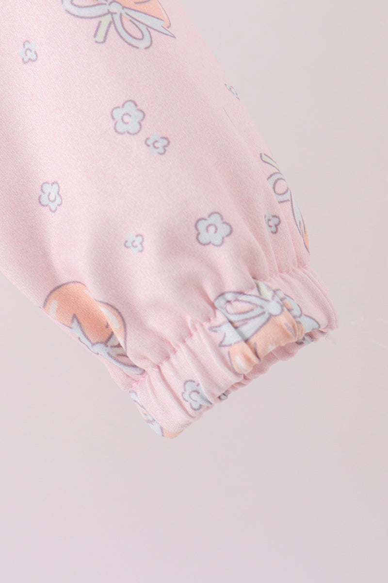 Pink pumpkin print ruffle coat