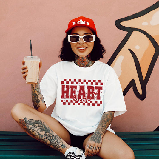 Heart breaker red checker tee & sweatshirt