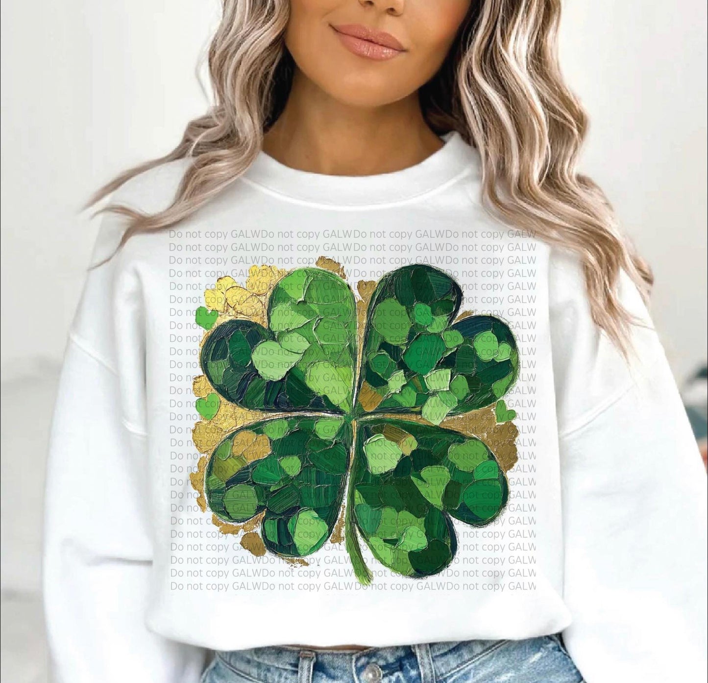 Gold & green St Patricks day four leaf clover tee & sweatshirt