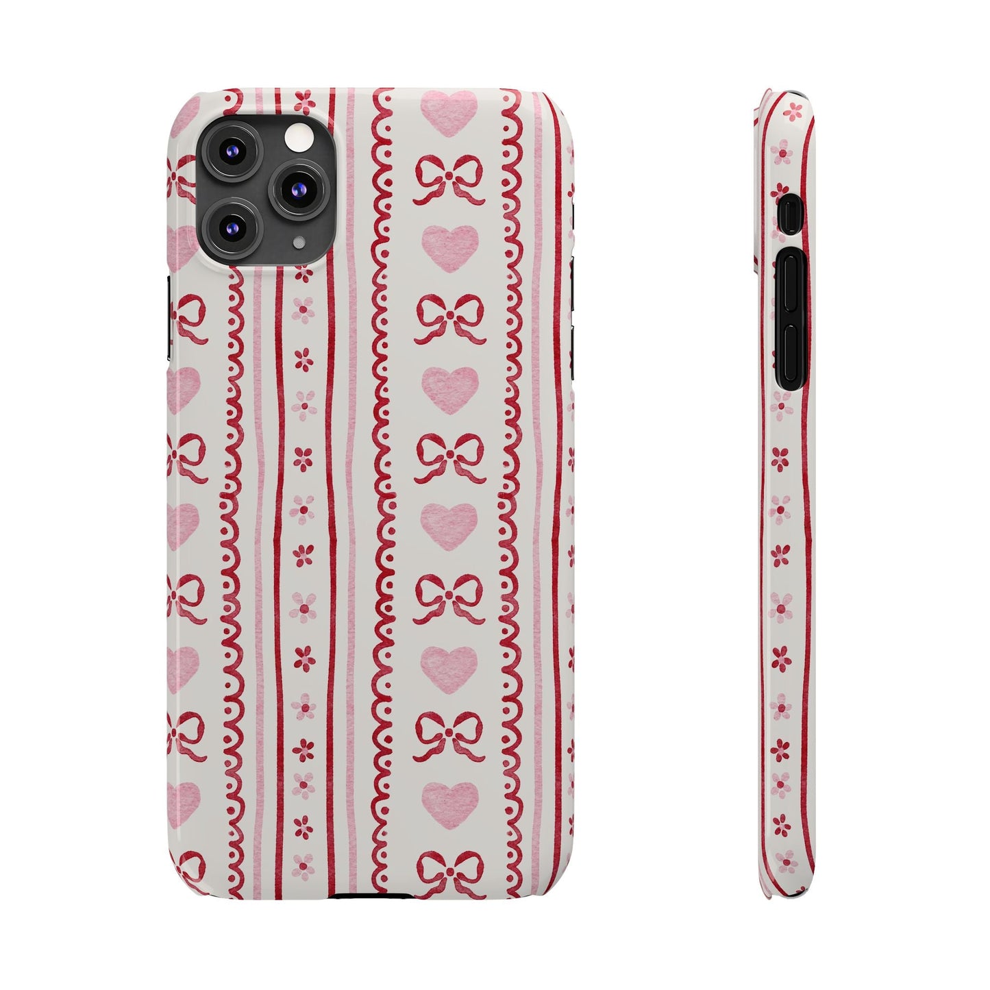 Watercolor Bow Slim Phone Case - Valentine's Day Print