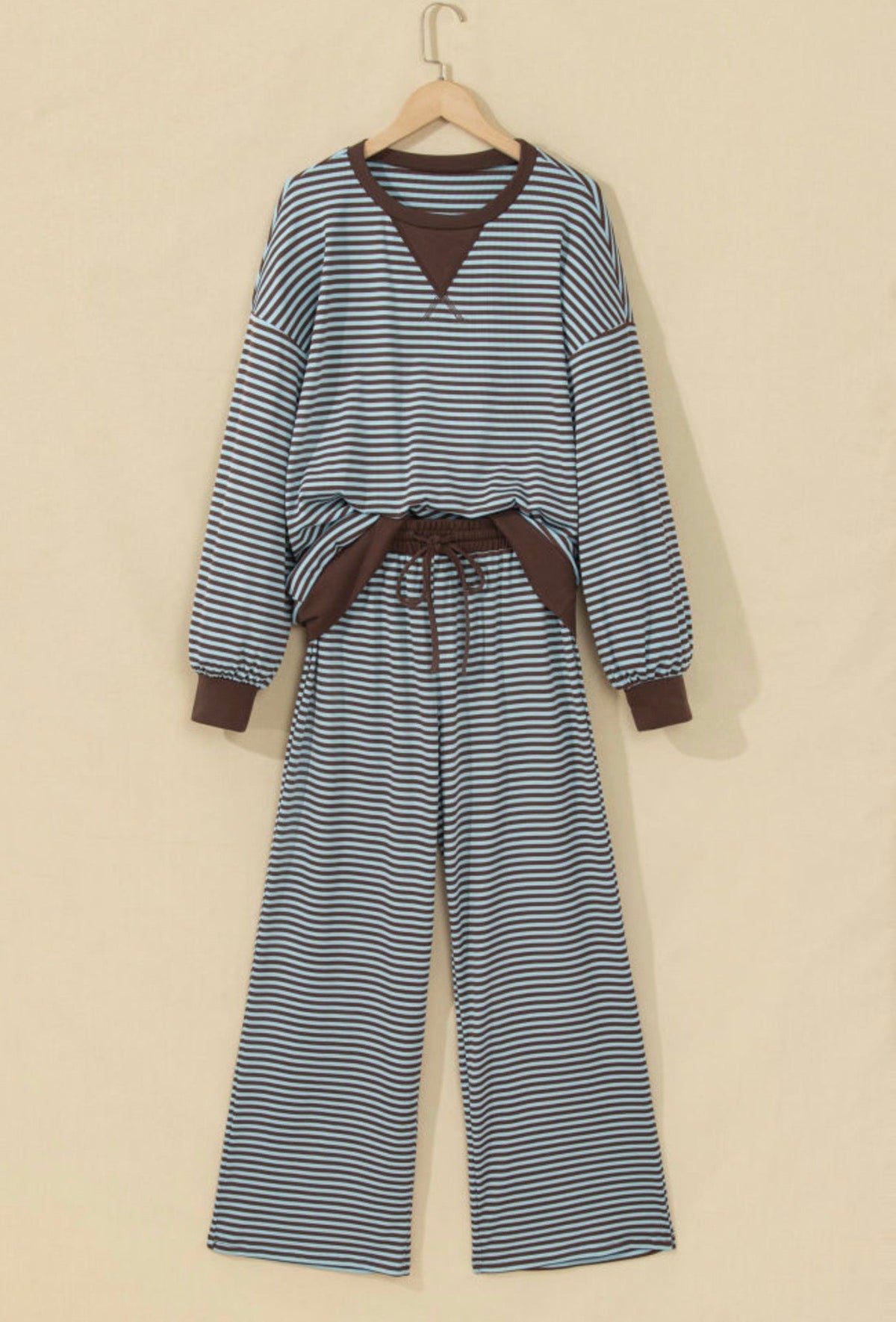 Brown Stripe Two Piece Set