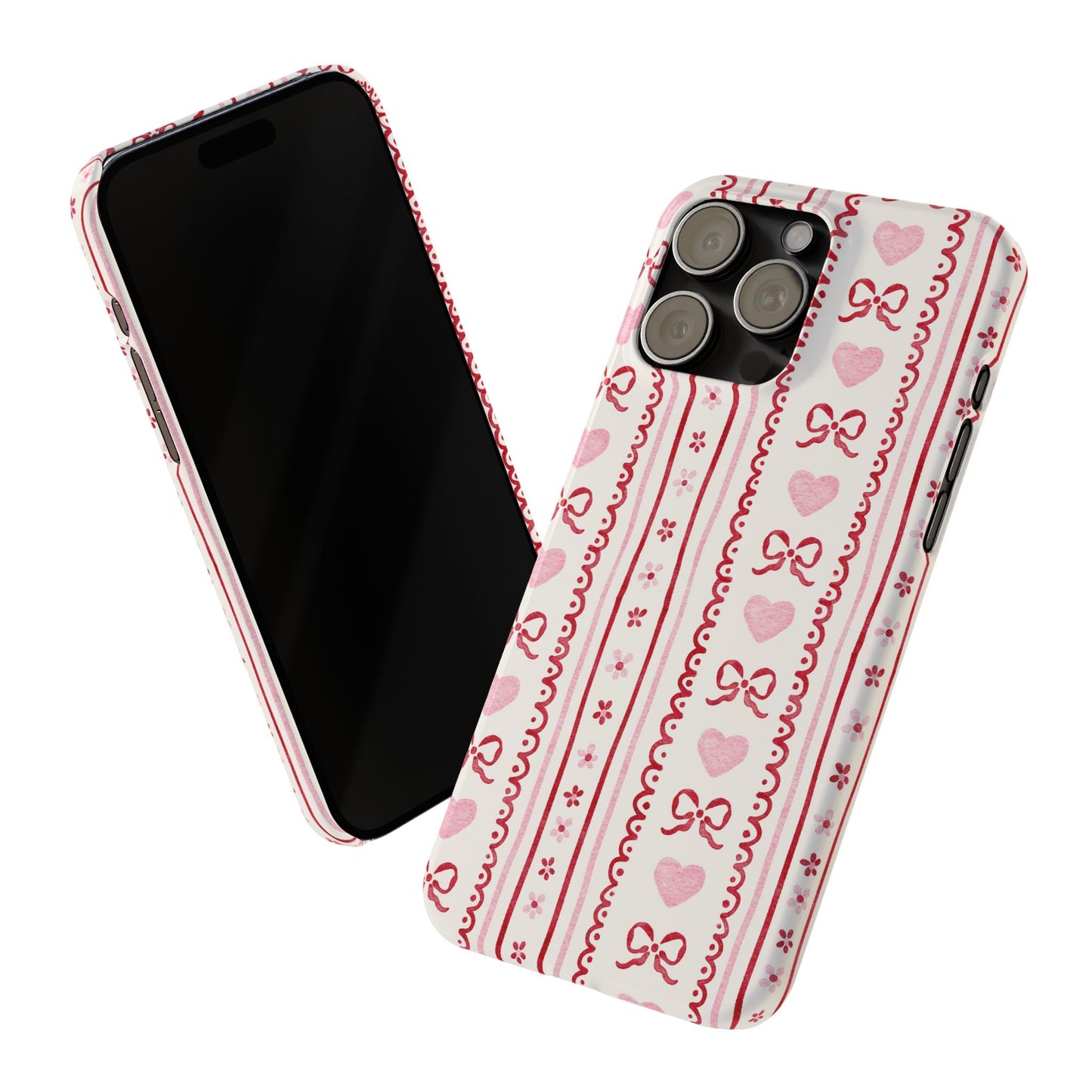 Watercolor Bow Slim Phone Case - Valentine's Day Print