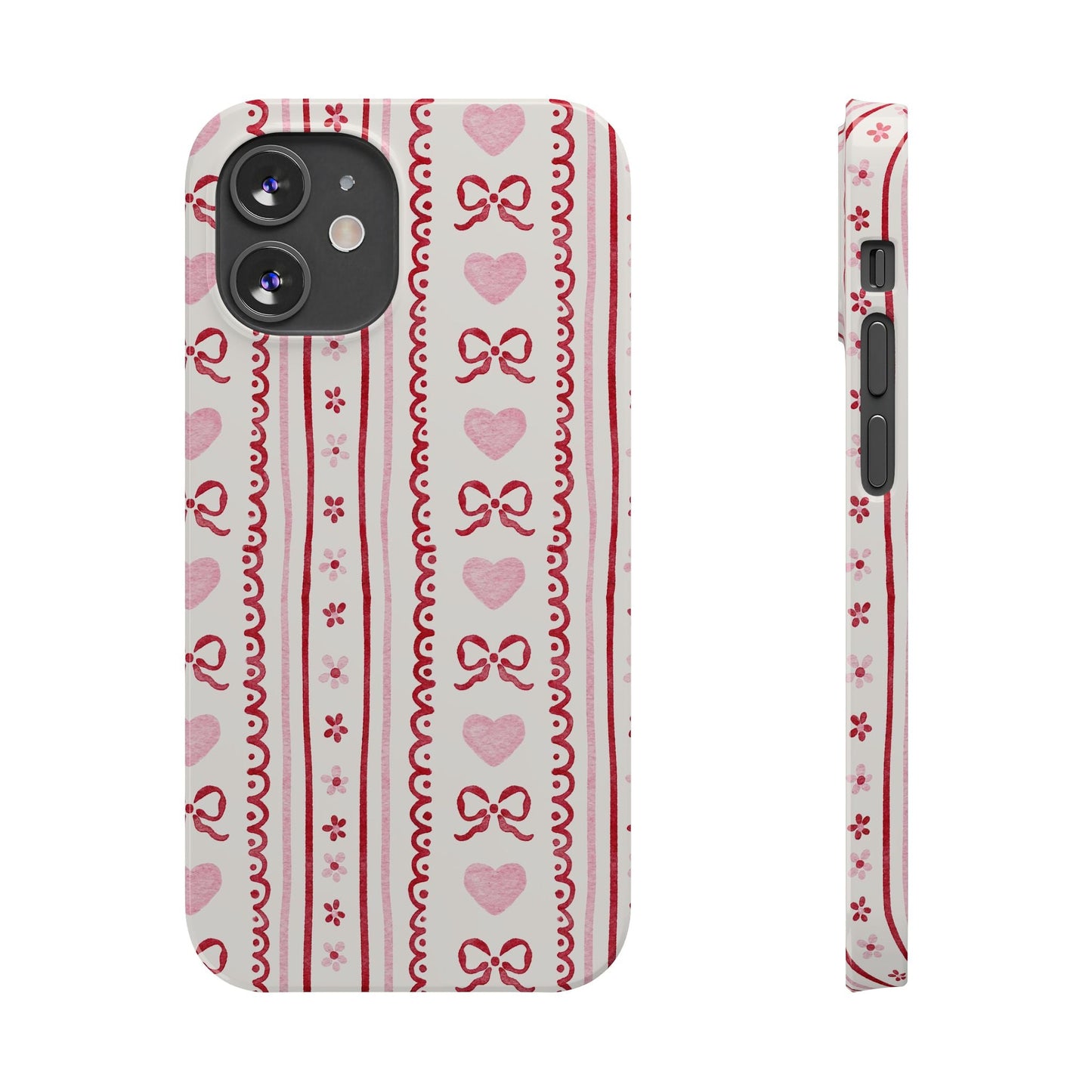 Watercolor Bow Slim Phone Case - Valentine's Day Print