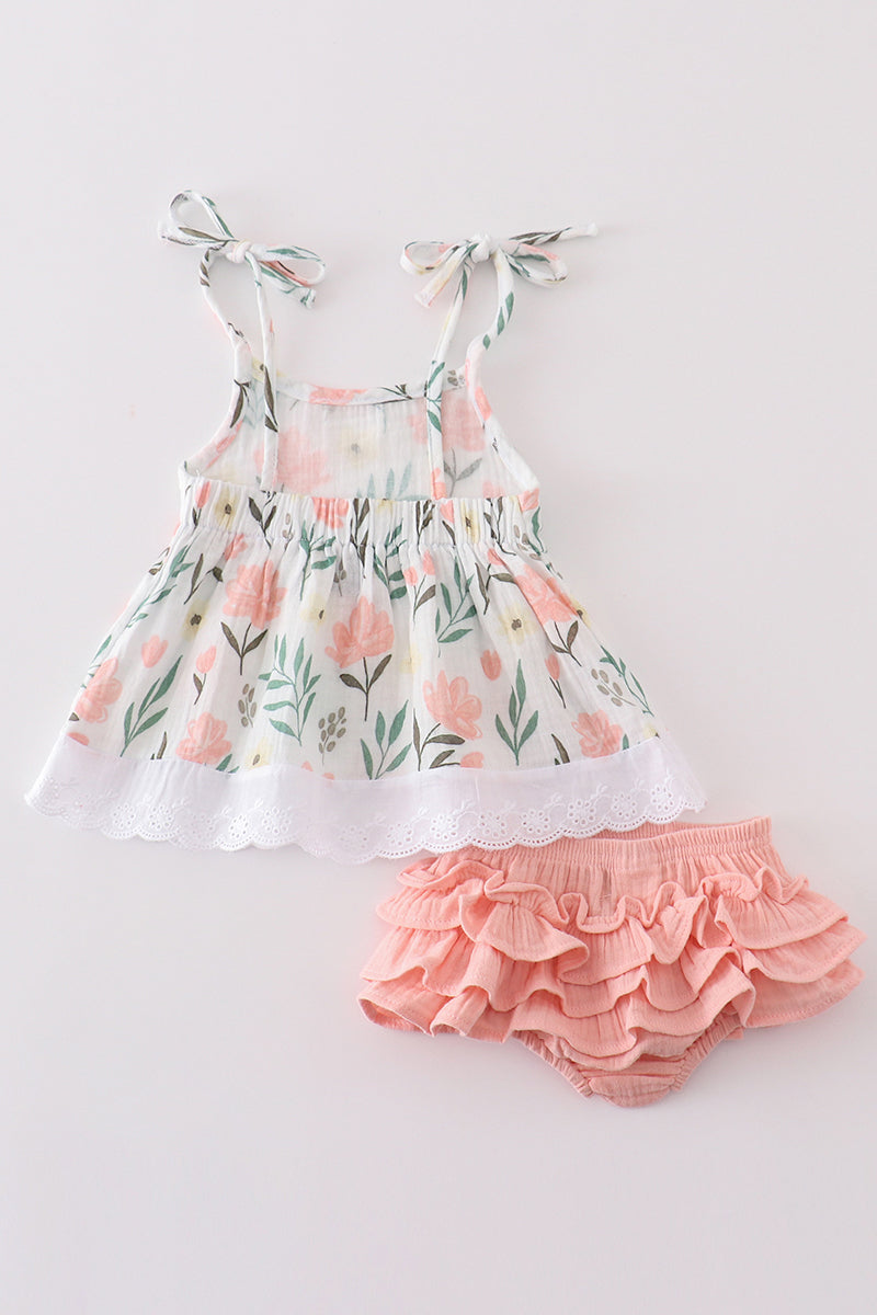 Premium Pink muslin floral baby set