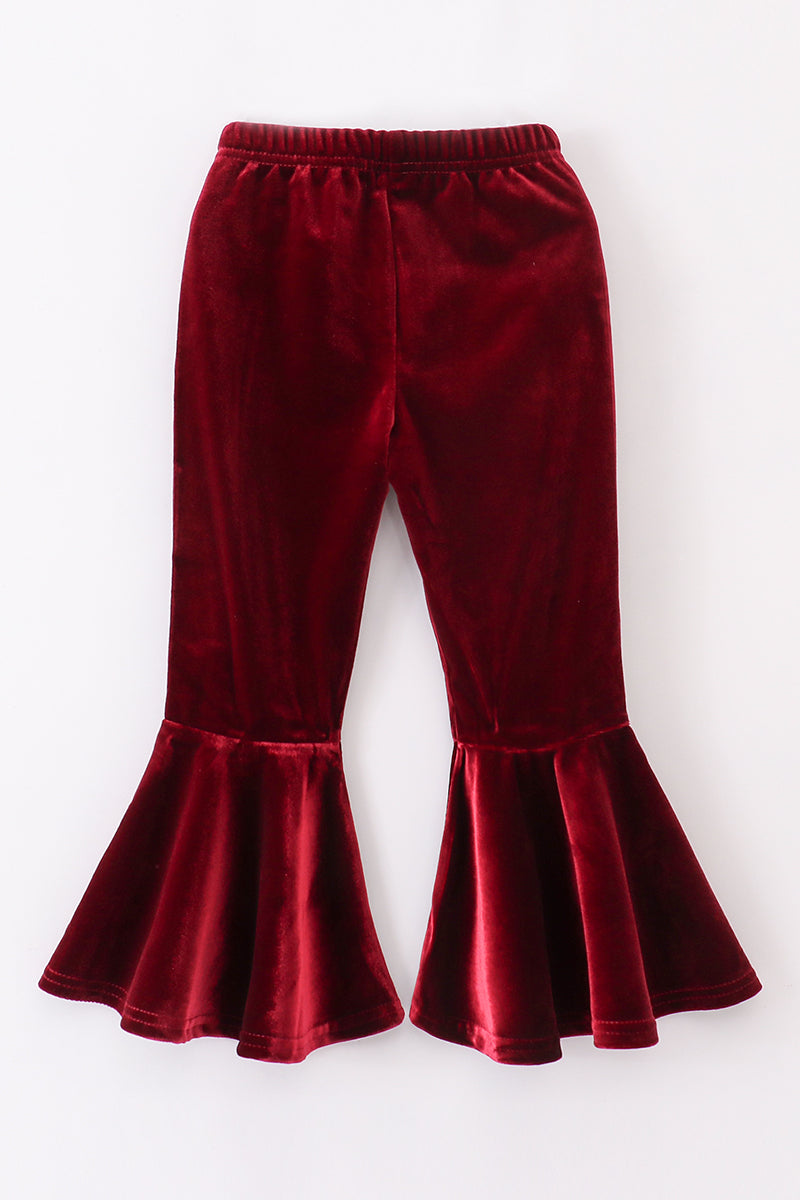 Premium Maroon velvet bell pants