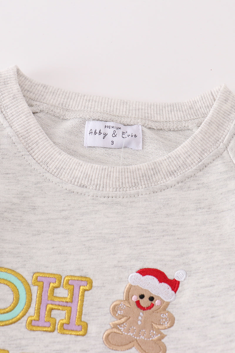 Premium grey gingerbread applique oh snap boy set