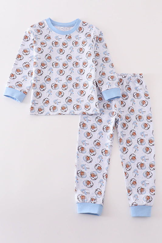 Premium blue christmas santa claus print boy pajama set