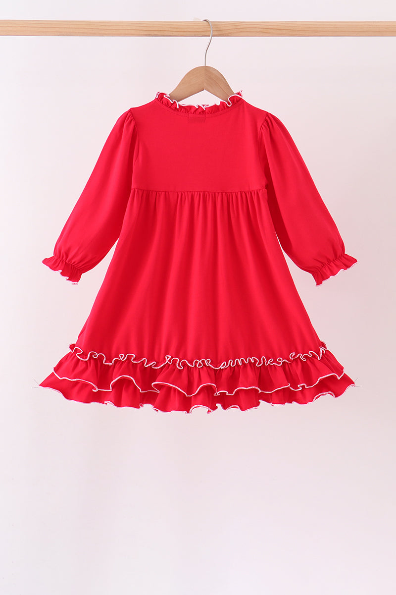 Red bow ruffle dress