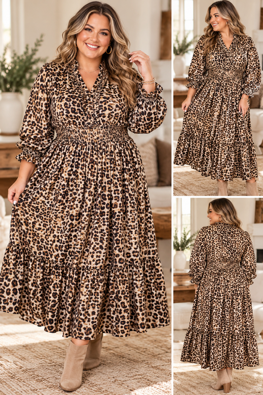 Brown Leopard Plus Dress