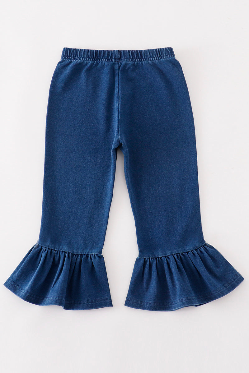 Platinum Indigo ruffle girl  pants