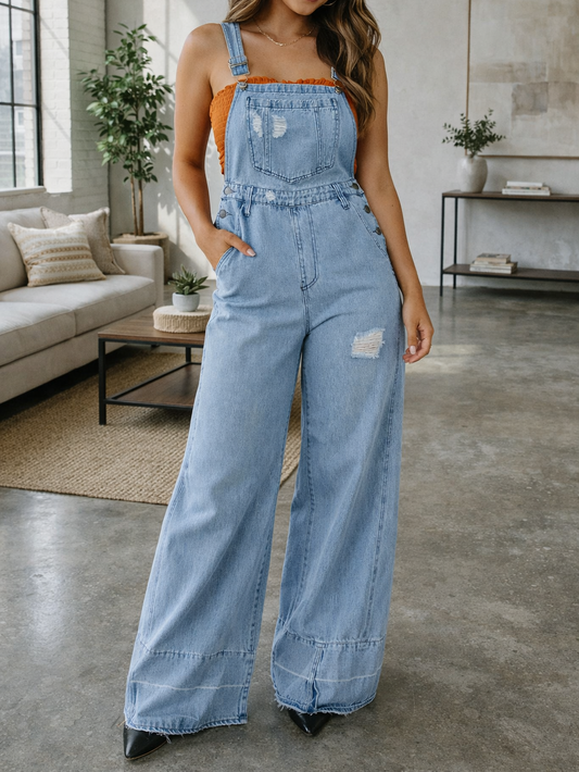Blue Retro Distressed Jumpsuit RTS