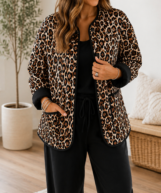 Brown Leopard Quilted Jacket RTS