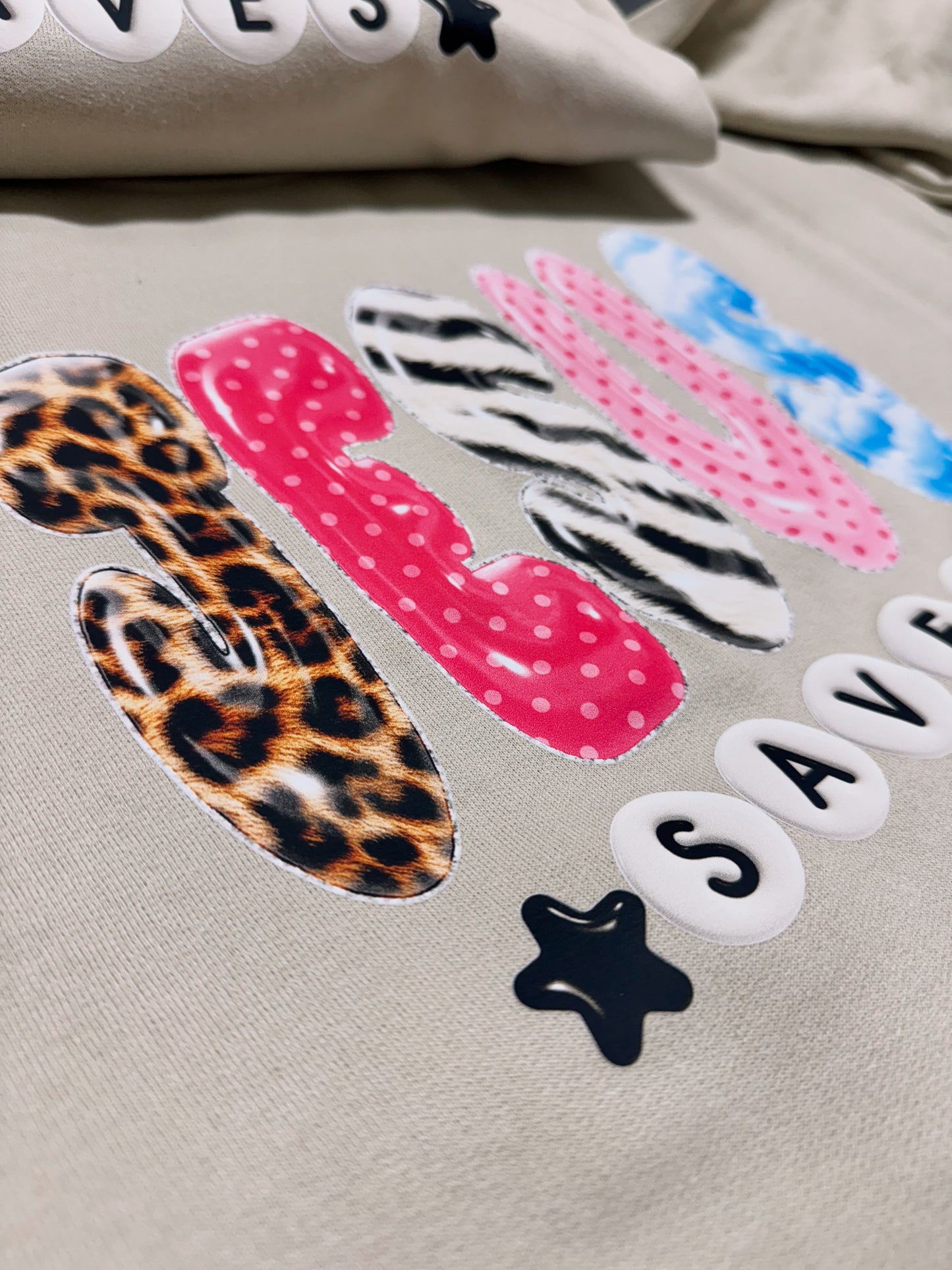 Jesus Saves Graphic Sweatshirt | Christian Crewneck | Leopard Zebra Pink Polka Dot Jesus Sweater