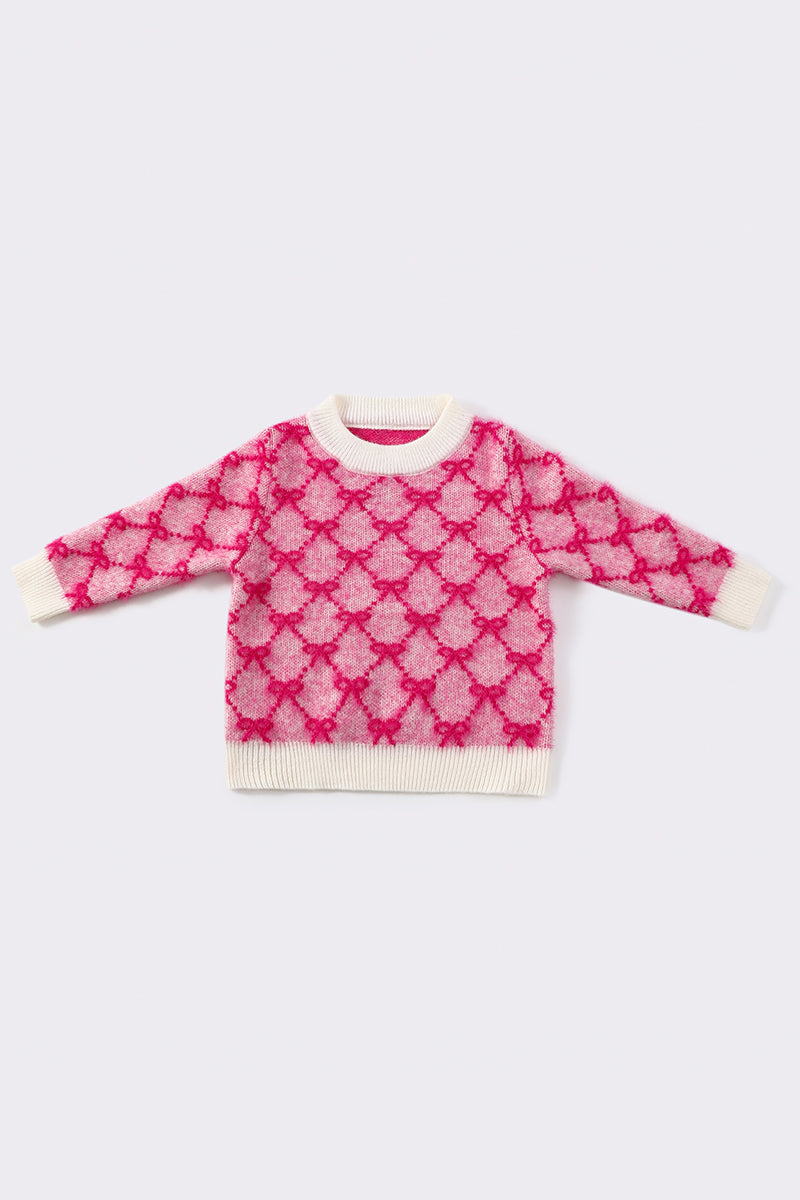 Pink bow tie girl sweater