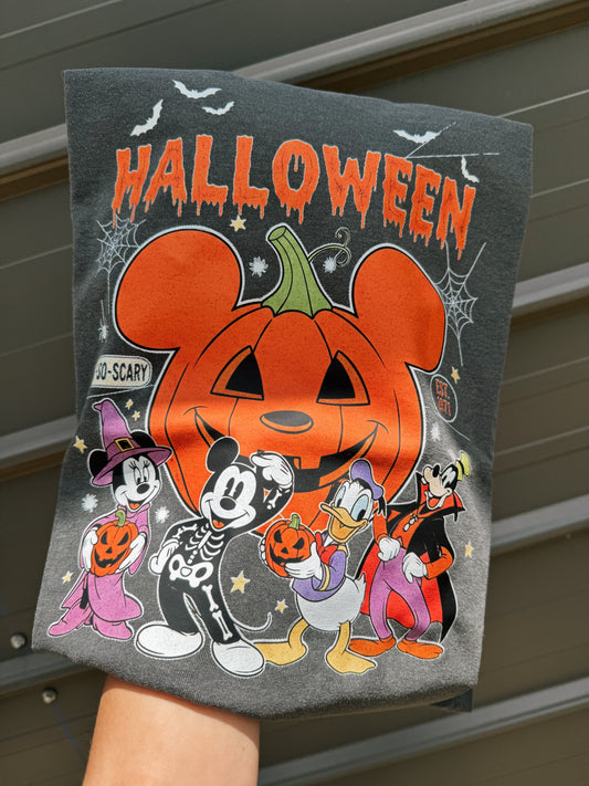 Halloween Character Graphic Tee | Vintage Pumpkin Halloween Shirt | Spooky Cartoon Tee