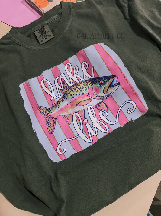Lake Life Fishing Tee | Cute Fishing Shirt | Girly Outdoors Tee | Trout Graphic Tee | Fishing Lover Shirt | Comfort Colors Tee