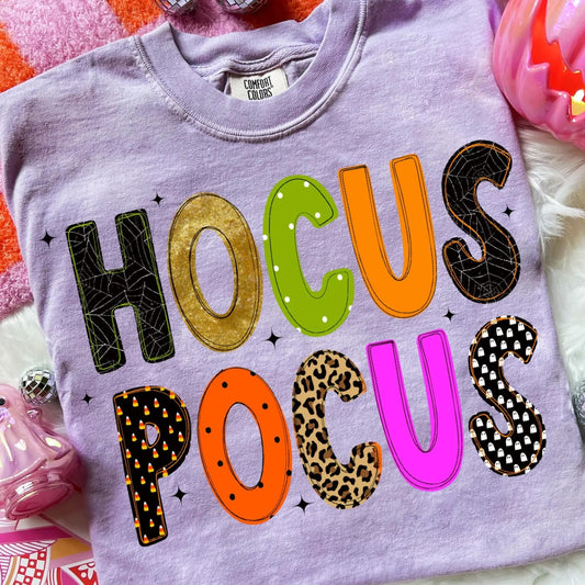 Hocus Pocus Halloween Graphic Tee | Colorful Spooky Season Shirt | Halloween T-Shirt