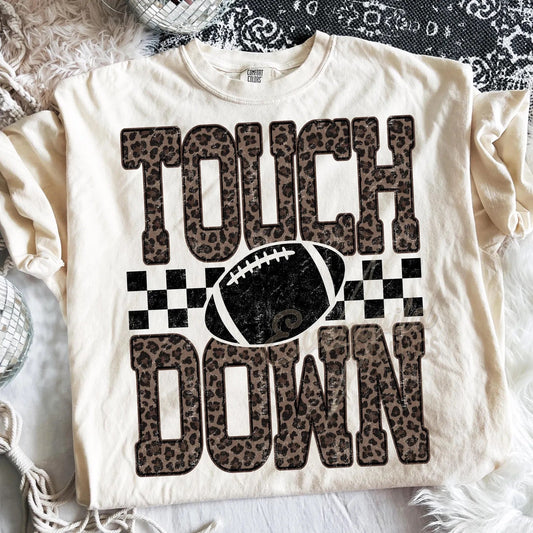 Touchdown Leopard Football Graphic Tee | Game Day Shirt | Football Mom T-Shirt