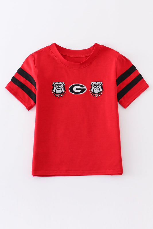 Red georgia embroidery boy top