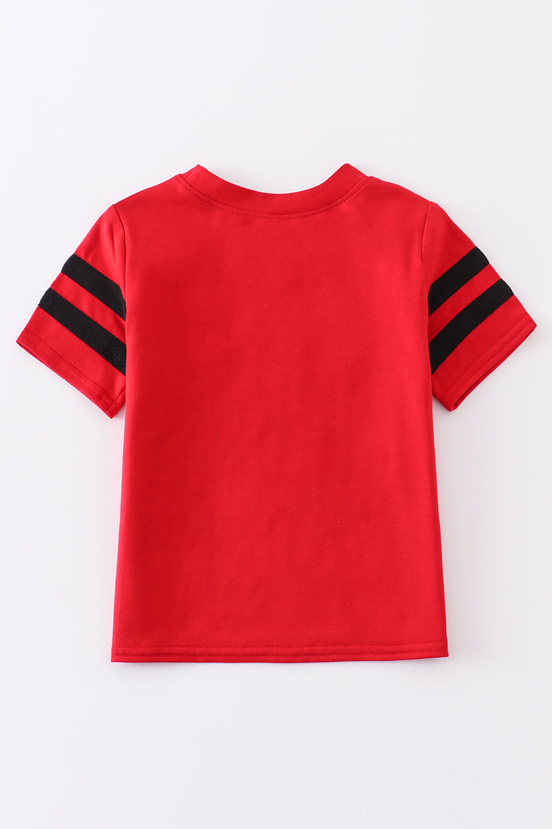 Red georgia embroidery boy top