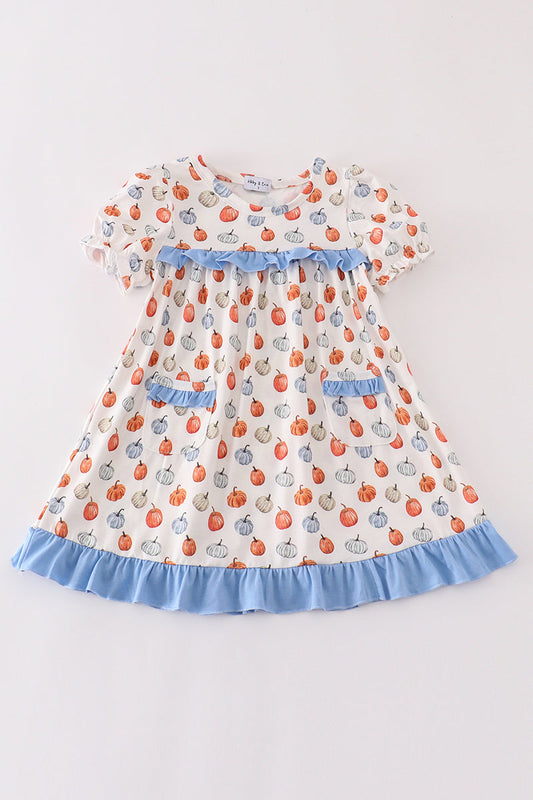 Blue pumpkin ruffle dress