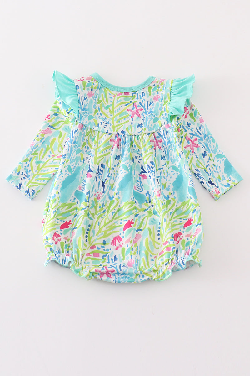 Green floral ruffle girl bubble