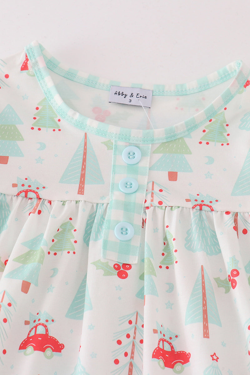 Christmas tree car print girl set