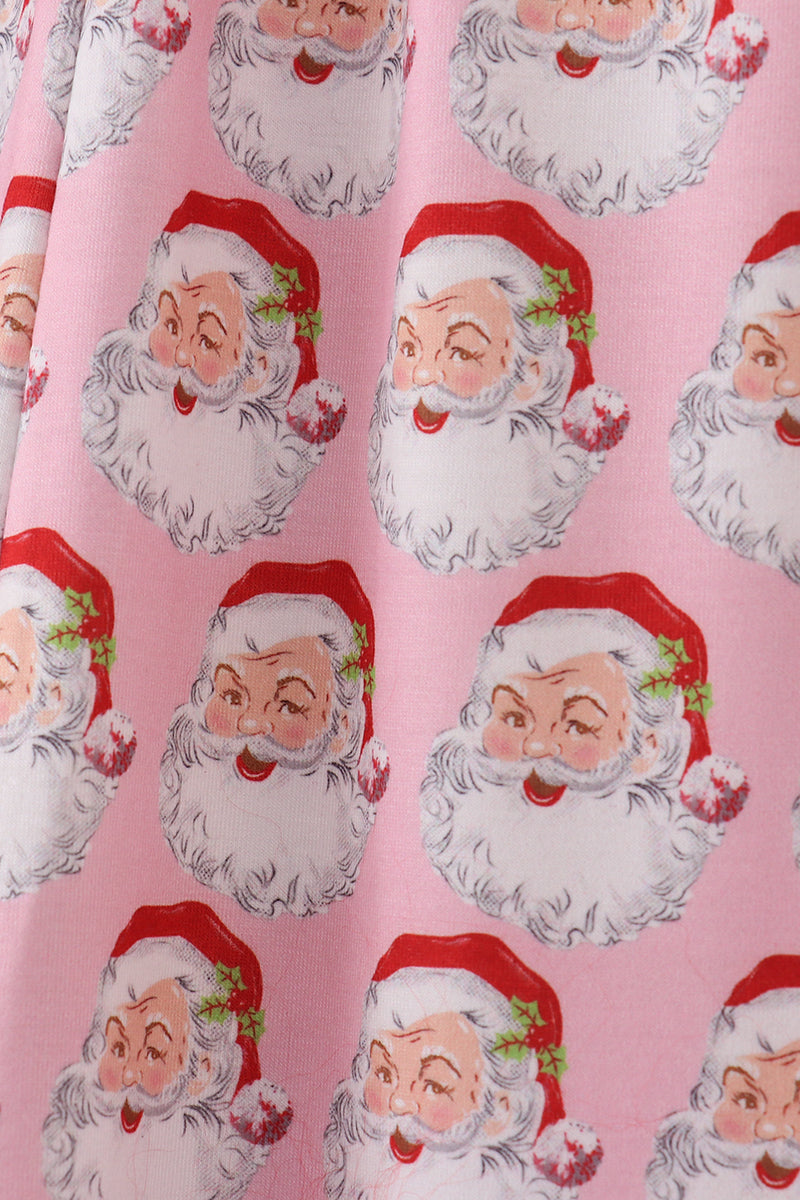 Pink christmas santa claus print women pajamas pants