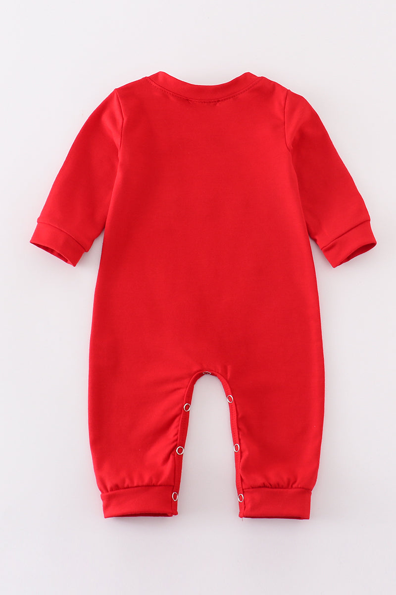 Red bulldogs embroidery boy romper