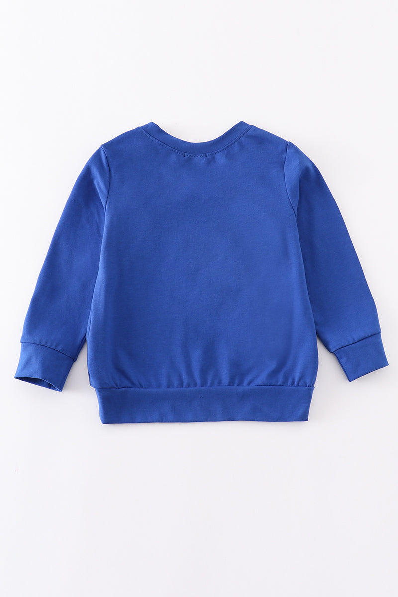 Blue chomp embroidery boy top