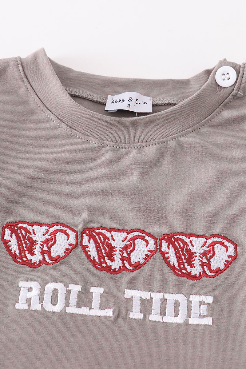 Grey roll tide embroidery boy top