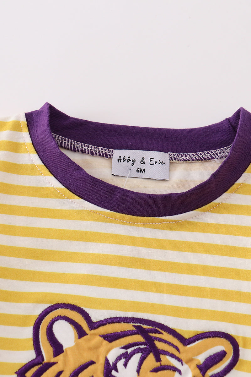 Yellow tiger embroidery LSU boy bubble