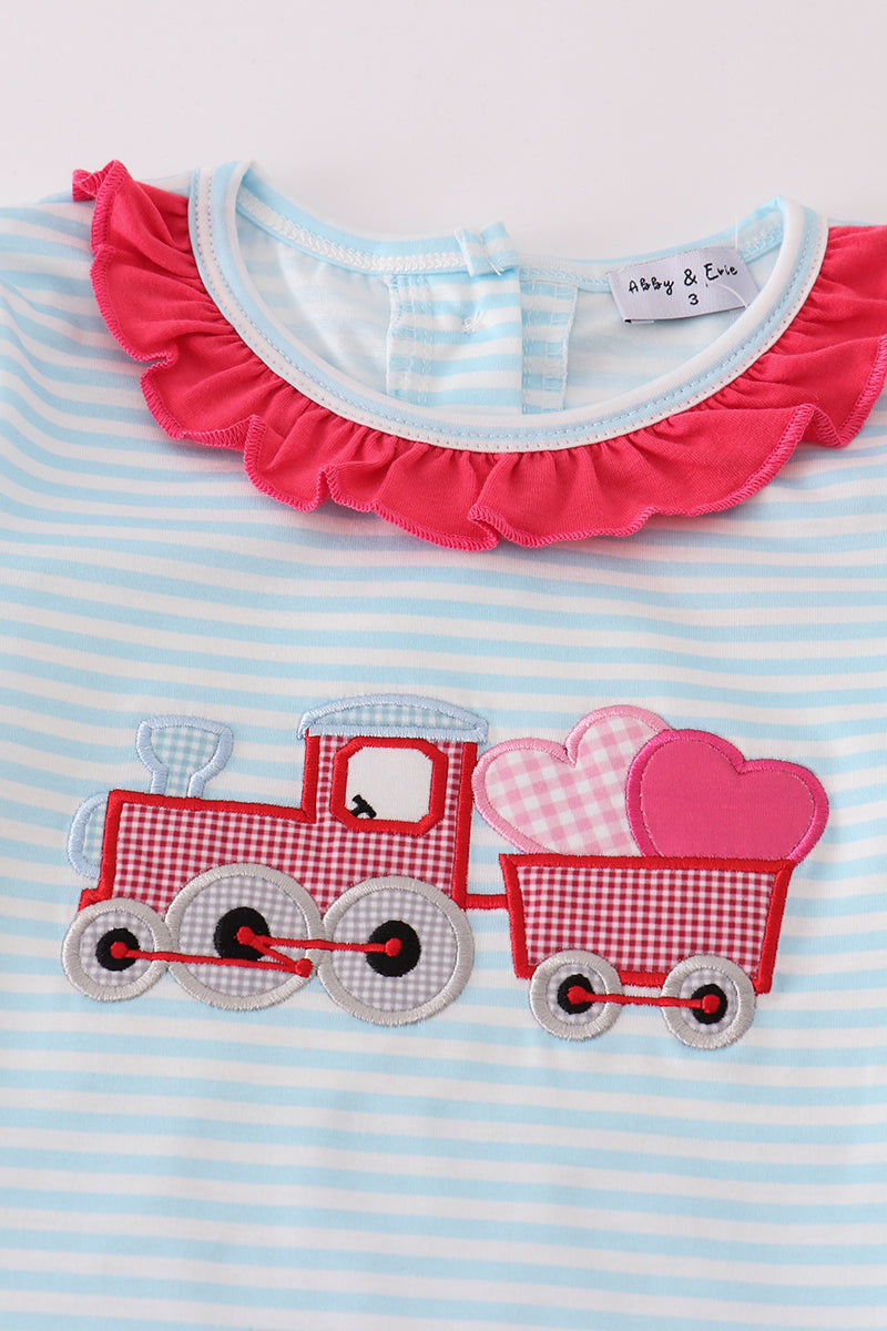 Pink truck heart applique girl set