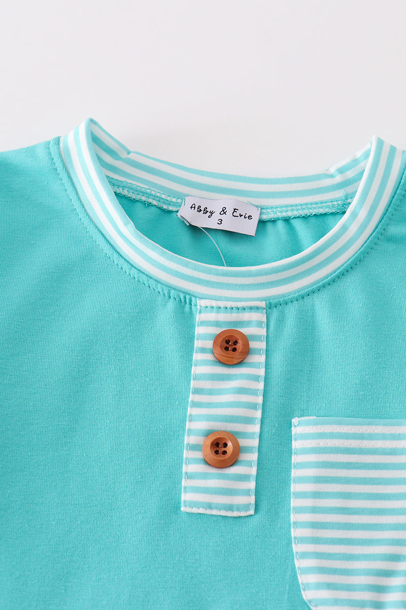 Mint stripe boy set