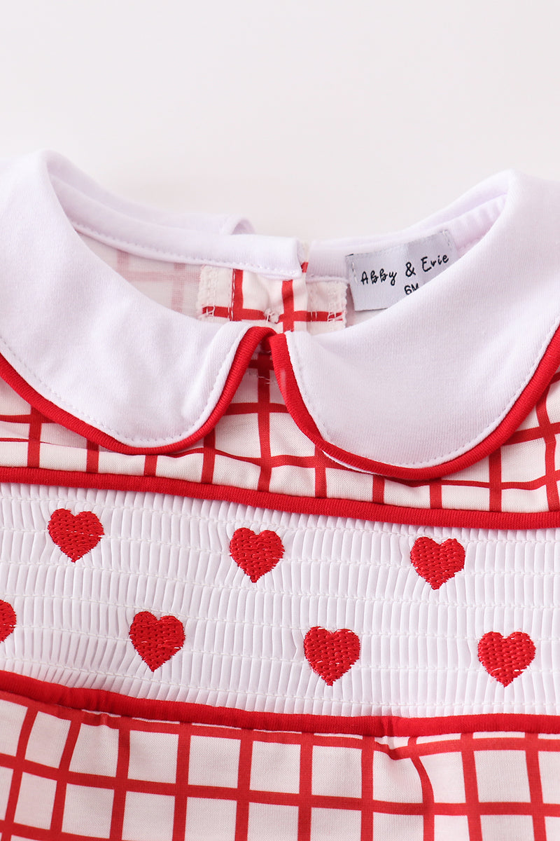 Valentine's day smocked heart embroidery boy bubble