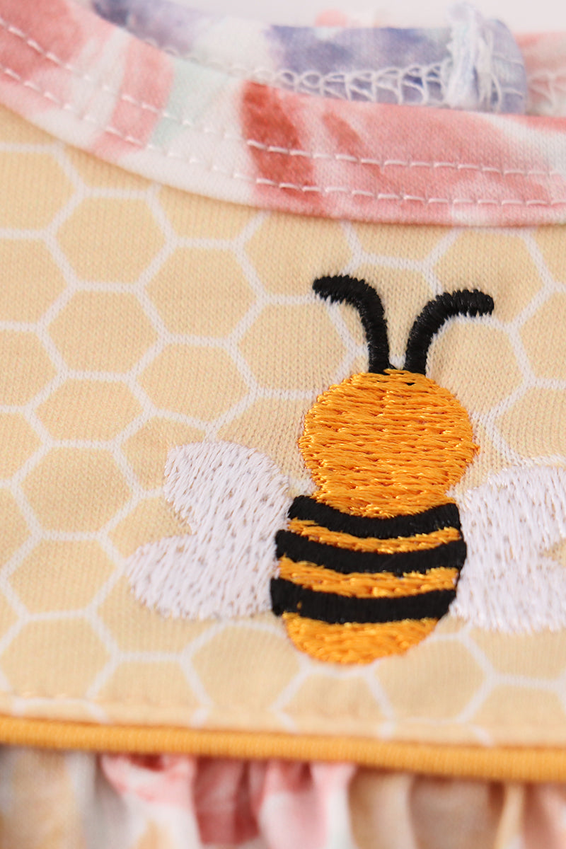 Yellow bee embroidery girl bubble